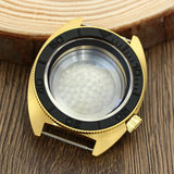 41mm Gold PVD Captain Willard Watch Case Domed Sapphire Tuna Turtle for Seiko MOD NH35 NH36 NH34 4R36 Movts Abalone Screw Crown