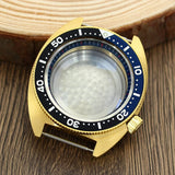 41mm Gold PVD Captain Willard Watch Case Domed Sapphire Tuna Turtle for Seiko MOD NH35 NH36 NH34 4R36 Movts Abalone Screw Crown