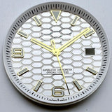 33.8mm NH35 Dial S Logo Gold Sterile Honeycomb Dial Suitable For NH35/NH36 Automatic Movement Vertical Lines Watch Accessories