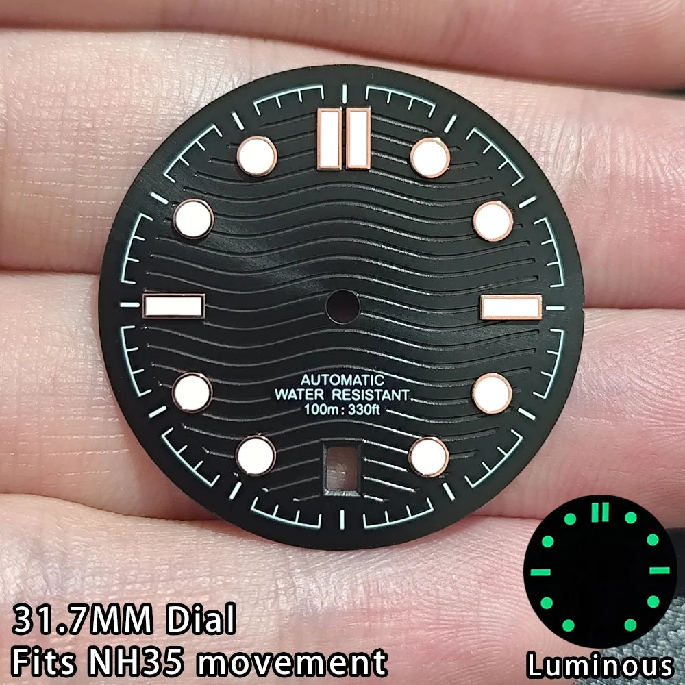 Seamaster NH35 Watch Dial 31.7MM Date At 6 o'clock Watch Dial 31.7MM Dial Accessories 31.7MM Wave Dial 31.7MM Watch Dial Plate