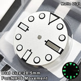 NH36 Dial For NH36 Movement 28.5mm C3 Green Luminous Day Date Window for SKX007 SKX013