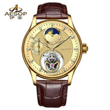 Flying Tourbillon  Automatic Watch AESOP 7117  Skeleton Moon Phase 42mm Sapphire 5ATM