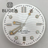 31mm seamaster Wave Watch Dial Hand Set 6 O'clock Date Window Black White Blue Green Fit NH35 Movement Luminus