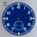 ST1701 Dial For Pilot Watch 33.5mm Black/Blue Color Watch Dial+Hands Set  Luminous Arabic Numerals Sub second