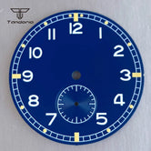 ST1701 Dial For Pilot Watch 33.5mm Black/Blue Color Watch Dial+Hands Set  Luminous Arabic Numerals Sub second