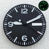 Full Luminous Dial 29mm dial Black White Dial With Hands Fit NH34 NH35 NH36 Movement Green Luminous Watch parts