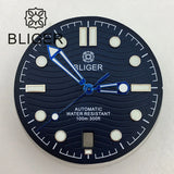 31mm seamaster Wave Watch Dial Hand Set 6 O'clock Date Window Black White Blue Green Fit NH35 Movement Luminus