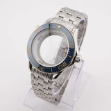 42mm NH35 Stainless Steel Seamaster Watch Case Mineral/Sapphire Glass Black Ceramics Bezel Insert with Bracelet for Seiko Mod Seamaster Build Parts
