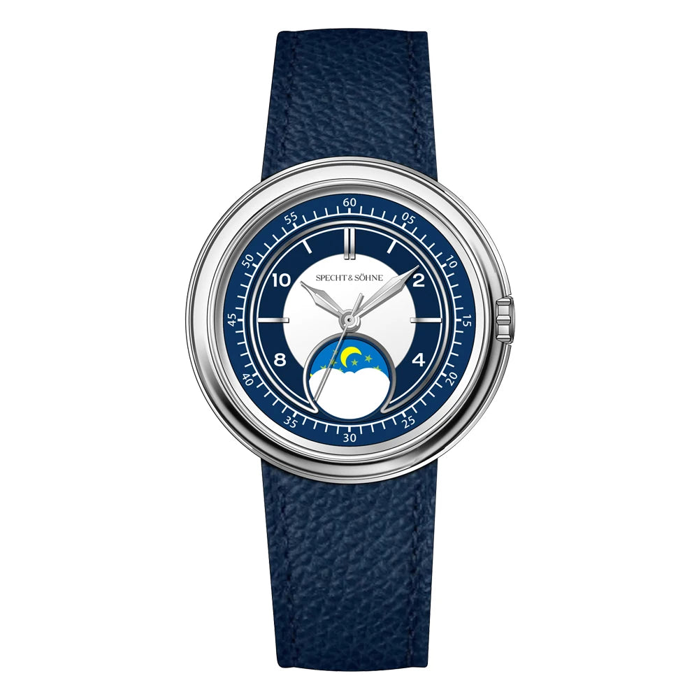 Quartz Moon Phase Watch Specht & Söhne SPUFO1 40MM Luminous Sapphire 50m Waterproof Pilot
