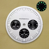 32.5mm Speed Dial Fit VK63 Movement Green Luminous Chronograph Watch Dial 3eyes