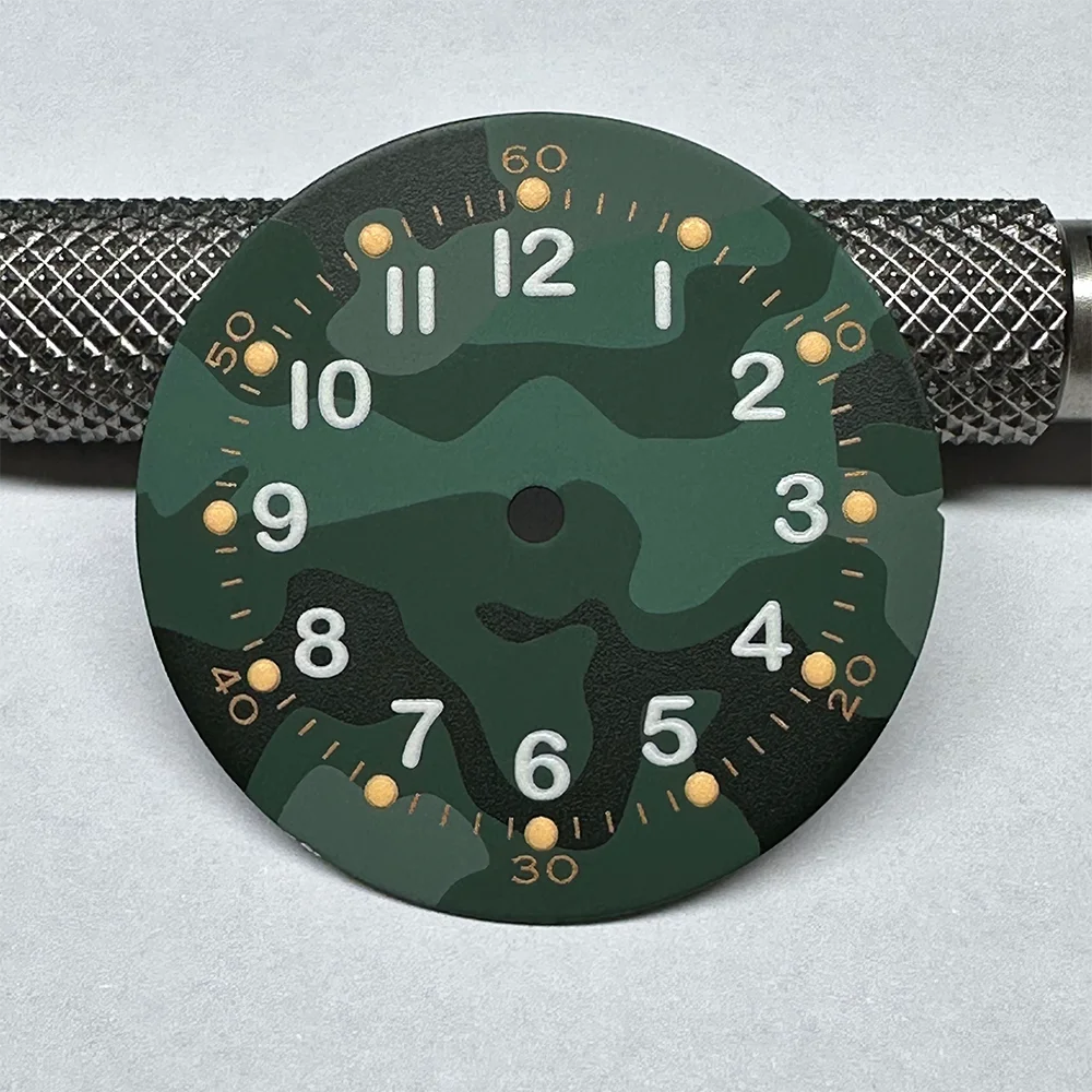 Camoflage watch dial NH35 military green Dial 28.5mm Universal Modified Military Retro C3 Luminous Dial For Wristwatches Men