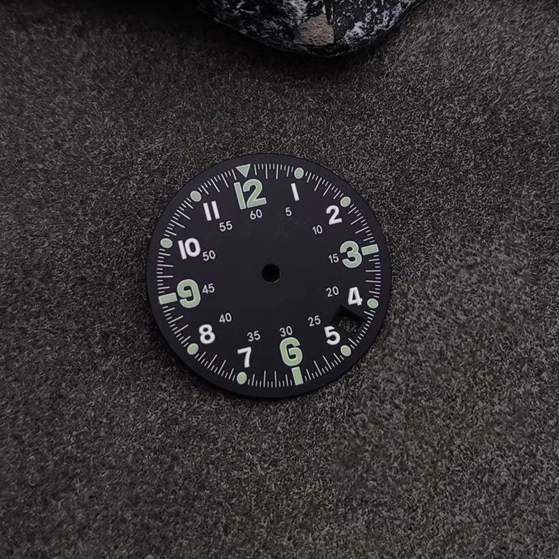 28.5MM Double Digital Circle Watch Dial Hands Green Luminous Faces Men's Watches Modification for TMI NH35