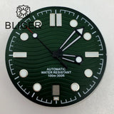 31mm seamaster Wave Watch Dial Hand Set 6 O'clock Date Window Black White Blue Green Fit NH35 Movement Luminus