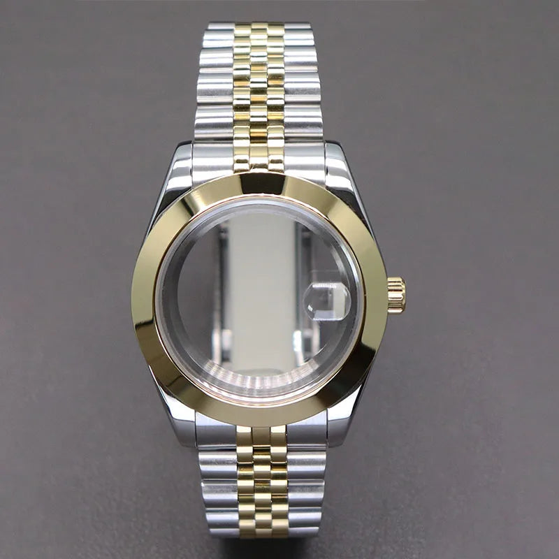 Explorer Watch Case 36mm/39mm Silver Rose Gold yellow Gold Two tone Sapphire 316L stainless Steel For Nh35 Nh36 NH34 NH38 Nh70 Miyota 8215 8285Movement