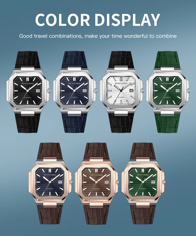 Miyota 8215 Cubic Watch 41MM Specht & Söhne Square Watch For Men Sapphire Crystal Automatic50M Waterproof