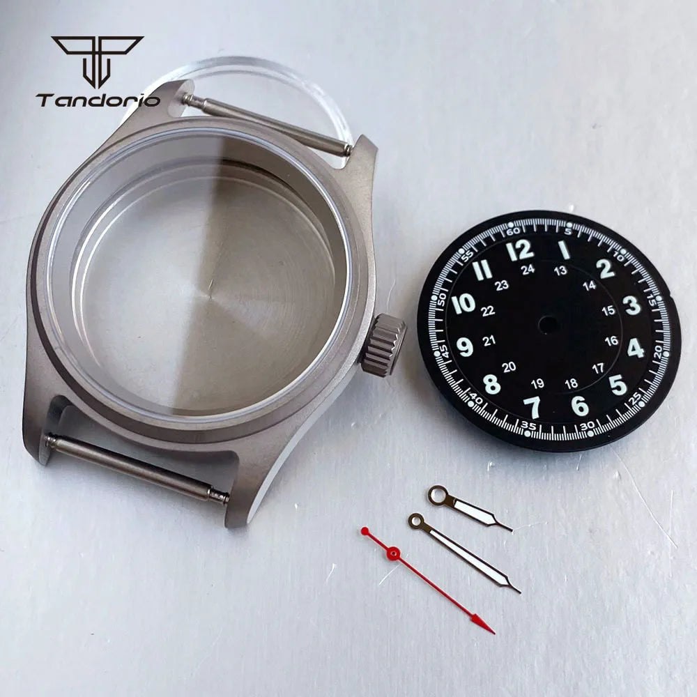 36mm Titanium Watch Case+29mm Dial+Hands Pilot Wristwatch Parts Fit NH35 NH36 ETA2824/2836 PT5000 ST2130 Miyota8215 8205 821A