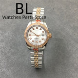 28mm Lady Watch BLIGER Luxury Two Tone Rose NH05 Automatic Watch Sapphire Diamond
