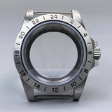 39mm EXP 24 Hour GMT Watch Case Fixed Bezel  Sapphire for NH35/NH36 Movement Frosted Steel Strip