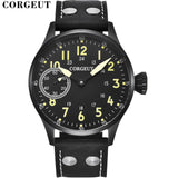 Corgeut 6023 Sub Second Pilot St3600  Manual Mechanical Watch 44MM 5ATM Sapphire Luminious glass back