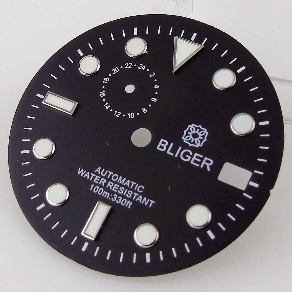 29mm Black Watch Dial Face for NH37A Movement Watch Mod Mechanical Wristwatch Part