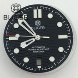 31mm seamaster Wave Watch Dial Hand Set 6 O'clock Date Window Black White Blue Green Fit NH35 Movement Luminus