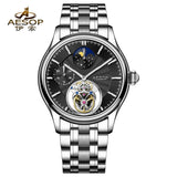 Flying Tourbillon Moon Phase Watch AESOP 7118 42mm Subsecond Automatic Skeleton Waterproof Sapphire
