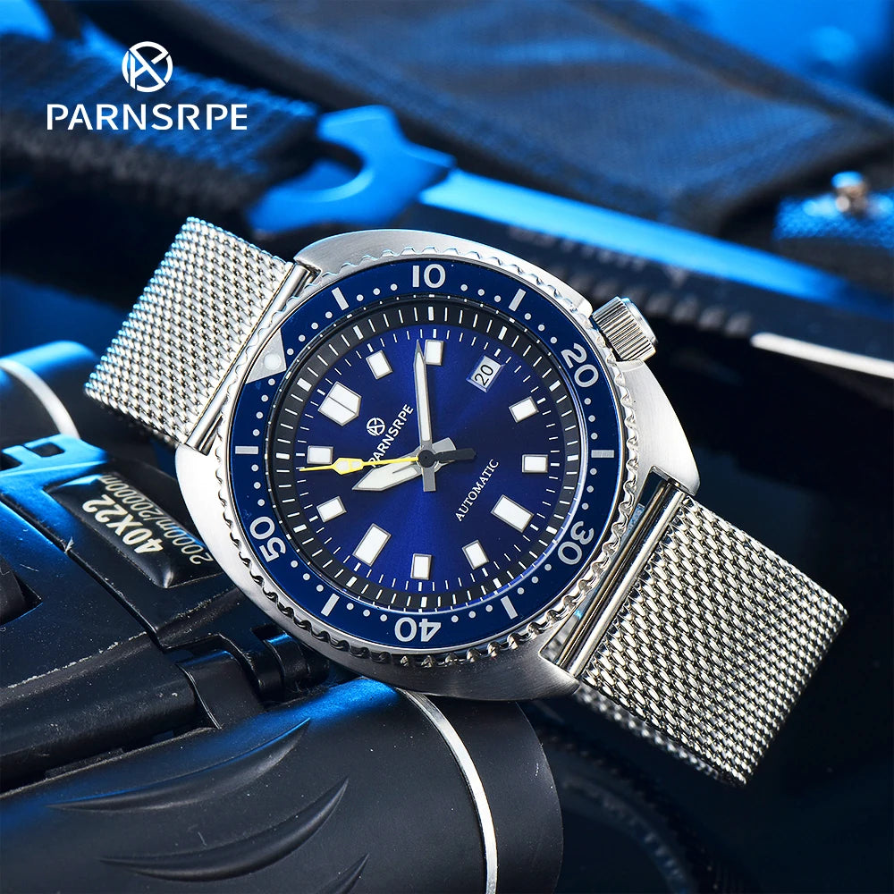 45MM PARNSRPE Big Abalone Automatic NH35 Movement Aseptic Dial Sapphire Diver 20 Bar Turtle