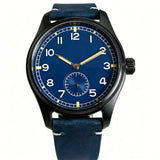 Sub Second Automatic Watch Tandorio TD931A 39mm Sapphire Pilot ST1701 20ATM Stainless Steel Aged Black