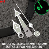 wide Watch Hands for NH35 Green Luminous Gold Silver Edge Watch Accessories with Diamond/Sword/Cross Second Hand for NH35/NH36/4R/7S Movement