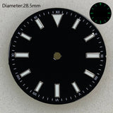 28.5mm NH35 double bar watch dial luminous grass green red dark blue yellow dial for NH35 automatic movement watch accessories can customize logo
