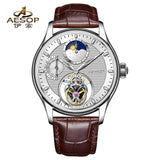Flying Tourbillon  Automatic Watch AESOP 7117  Skeleton Moon Phase 42mm Sapphire 5ATM
