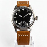 42mm Retro Pilot Watch Asian 6498  Seagull ST3621 Hand-Wound Sapphire Glass 5ATM Sub Second