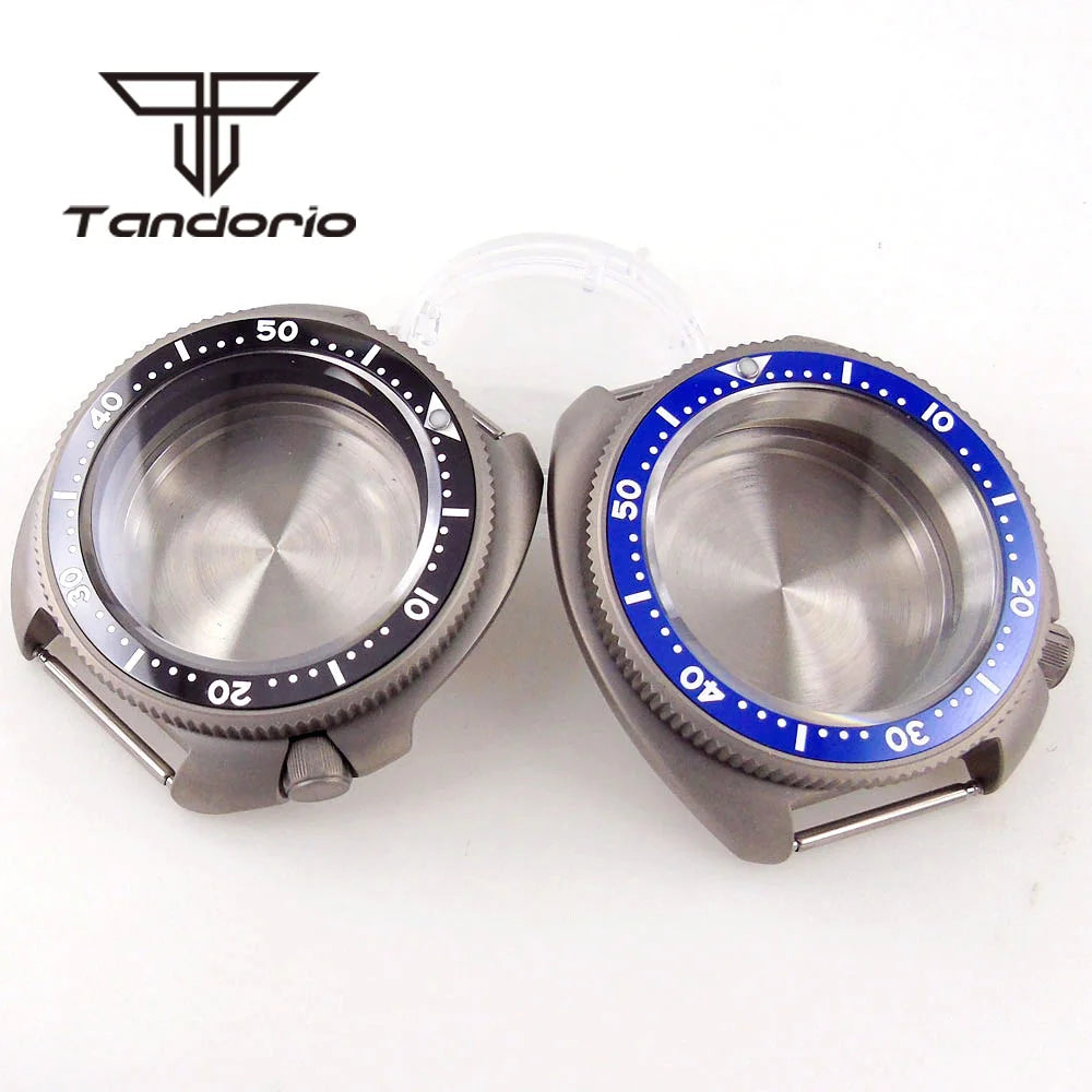 44mm Titanium Turtle Watch Case 6105 Abalone Captain Williard 200M Waterproof Anti-allergy Watch Case Ceramic Bezel Sapphire Fit NH34 NH35 NH36 NH38 ETA2824 PT5000 ST2130 Movt