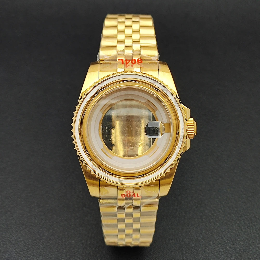 34MM NH05 Watch Case bezel insert ring sapphire glass stainless steel screw in crown women's watch case, suitable for NH05 NH06 movement