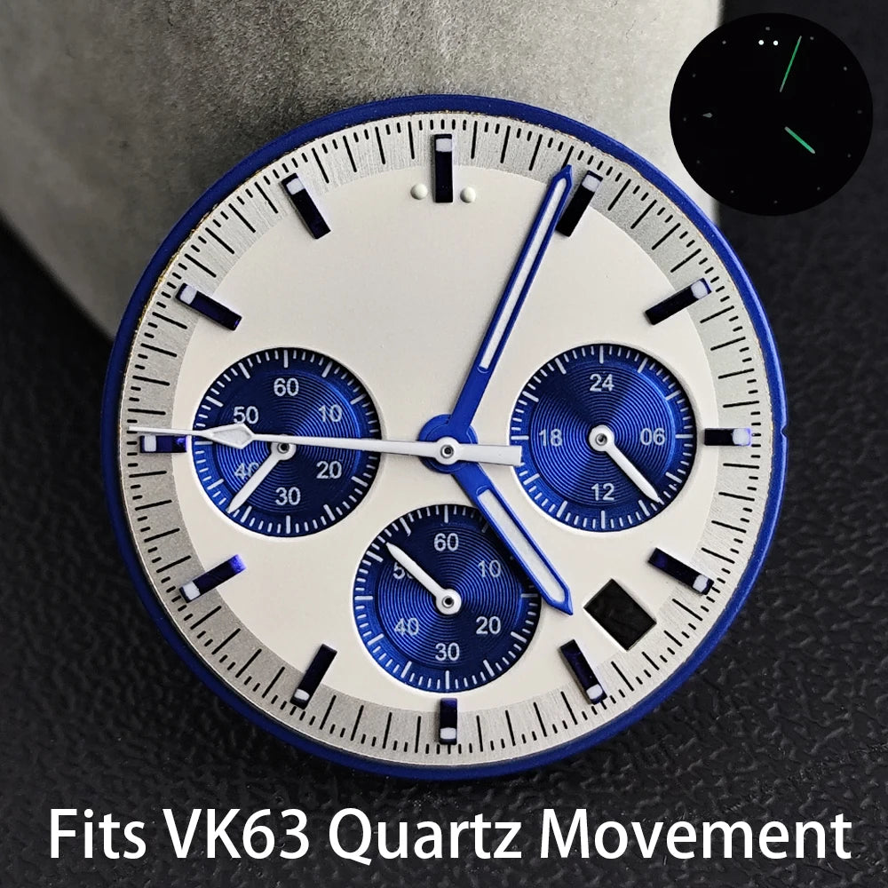40mm Speedmaster Watch Case Stainless Steel  For VK63 VK64 Chronograph Quartz Movement Mineral Moon Foorprint Sterile Caseback