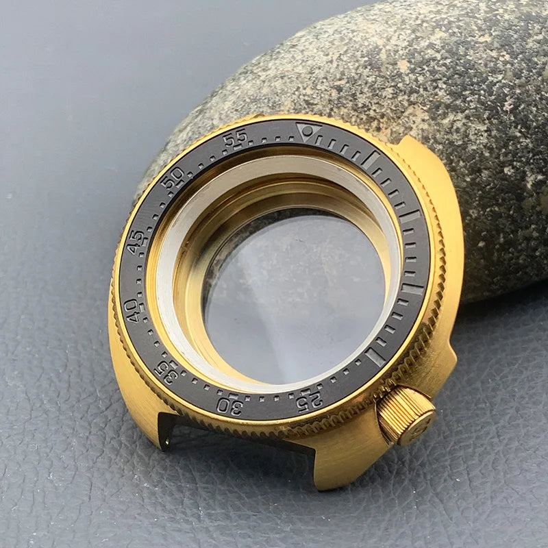 PVD Gold Turtle Abalone Watch Case 6105 6309 Crown at 4.1 Fit NH35 NH36 Movement 200m Waterproof Resistance Diving Men's Watch Case