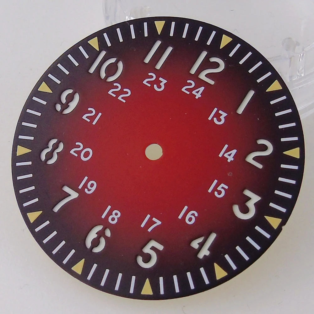 33.5mm Sandwich Watch Dial Grey Red Blue Green Dial Luminous Fit NH35 NH36 ETA2824 PT5000 ST2130 Diver Watch Case White Hand Set