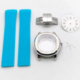 Aquanaut case 42mm NH35 Rose Gold 316 Stainless Steel Case Rubber Strap Luminous Dial Hands Modifed Watch Parts Accessorie glass back