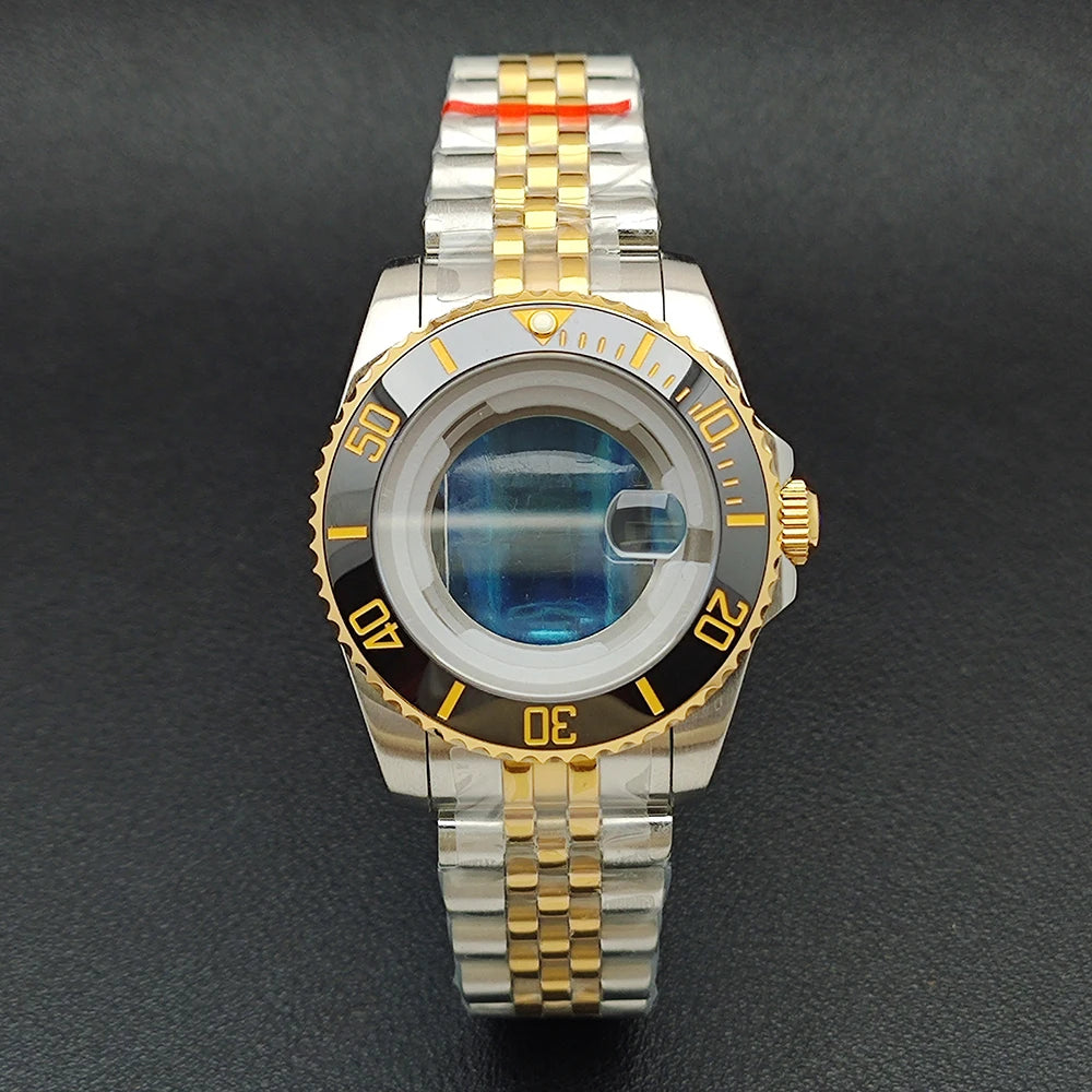 34MM NH05 Watch Case bezel insert ring sapphire glass stainless steel screw in crown women's watch case, suitable for NH05 NH06 movement