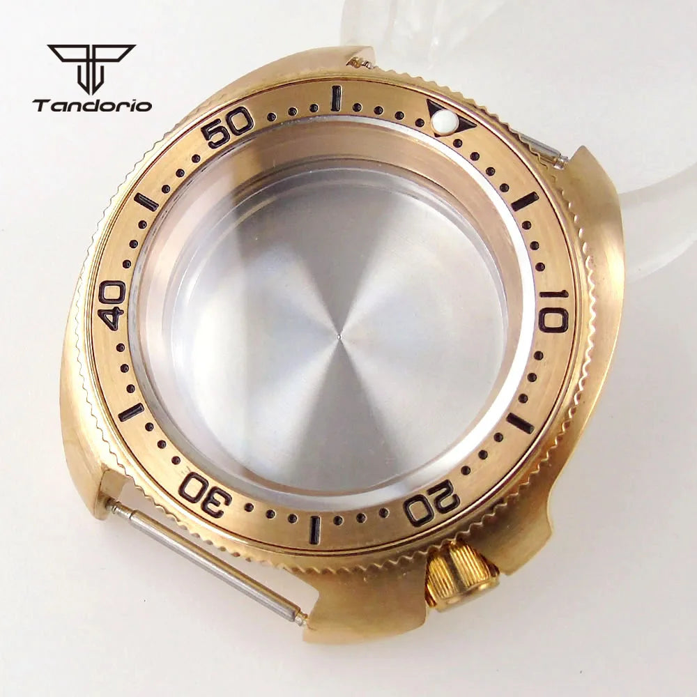 Cusn8 Solid Bronze Turtle Watch Case 200M 44mm Men's Dive Watch Case Sapphire Glass Rotating Bezel Fit NH35 NH36 ETA2824 PT5000 Automatic Movement