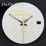Black NH35 28.5mm Watch Dial Who Cares  With Lightning Second Hands For NH35 4R35 Movement Who Cares Lt's Already Late Replace Watch Dial