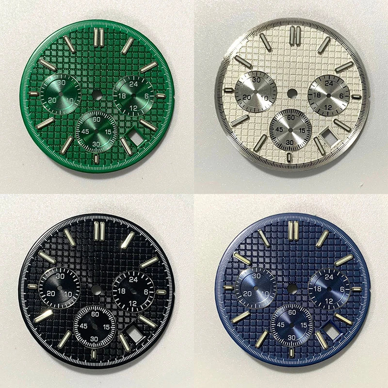 VK63 watch dial Non Logo Royal Oak dial 31.8mm waffle texture Chronograph Face 6 Hands fit for Quartz VK63 movement watch accessories