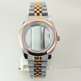 Two Tone Round Edge Watch Case 39mm 36mm Sapphire Crystal Glass For Seiko NH35 NH36 NH38 NH34 Miyota 8215 Movement Presidential Bracelet