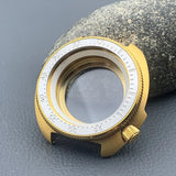 PVD Gold Turtle Abalone Watch Case 6105 6309 Crown at 4.1 Fit NH35 NH36 Movement 200m Waterproof Resistance Diving Men's Watch Case