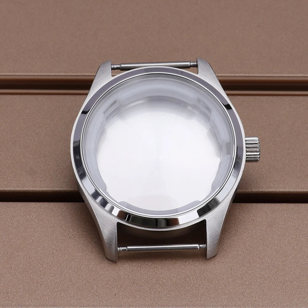 40mm Pilot Watch Case Brushed Design 316L Stainless Steel For Seiko NH35 NH36 NH34/38 Movement 10ATM Watch Parts