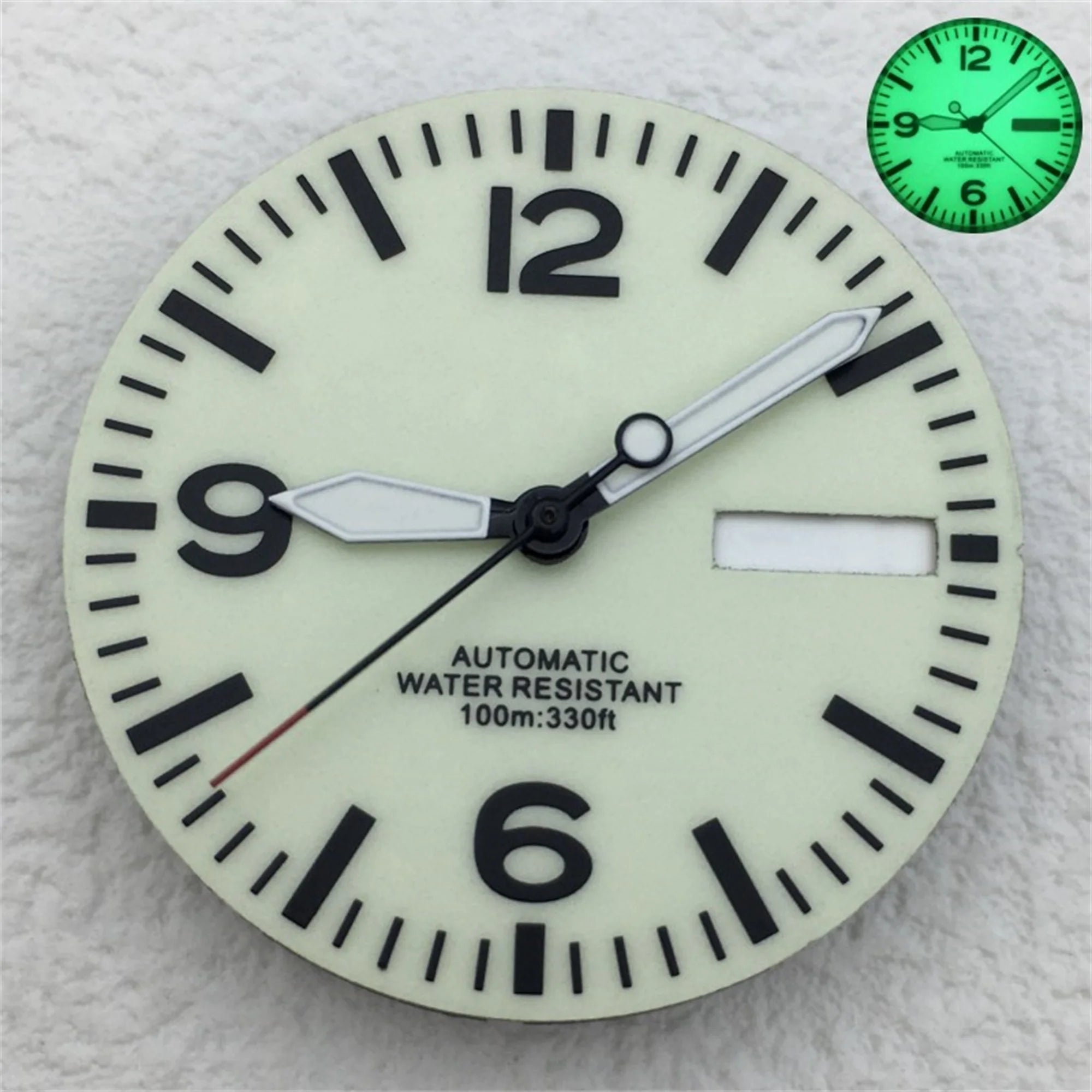 Full Luminous Dial 29mm dial Black White Dial With Hands Fit NH34 NH35 NH36 Movement Green Luminous Watch parts
