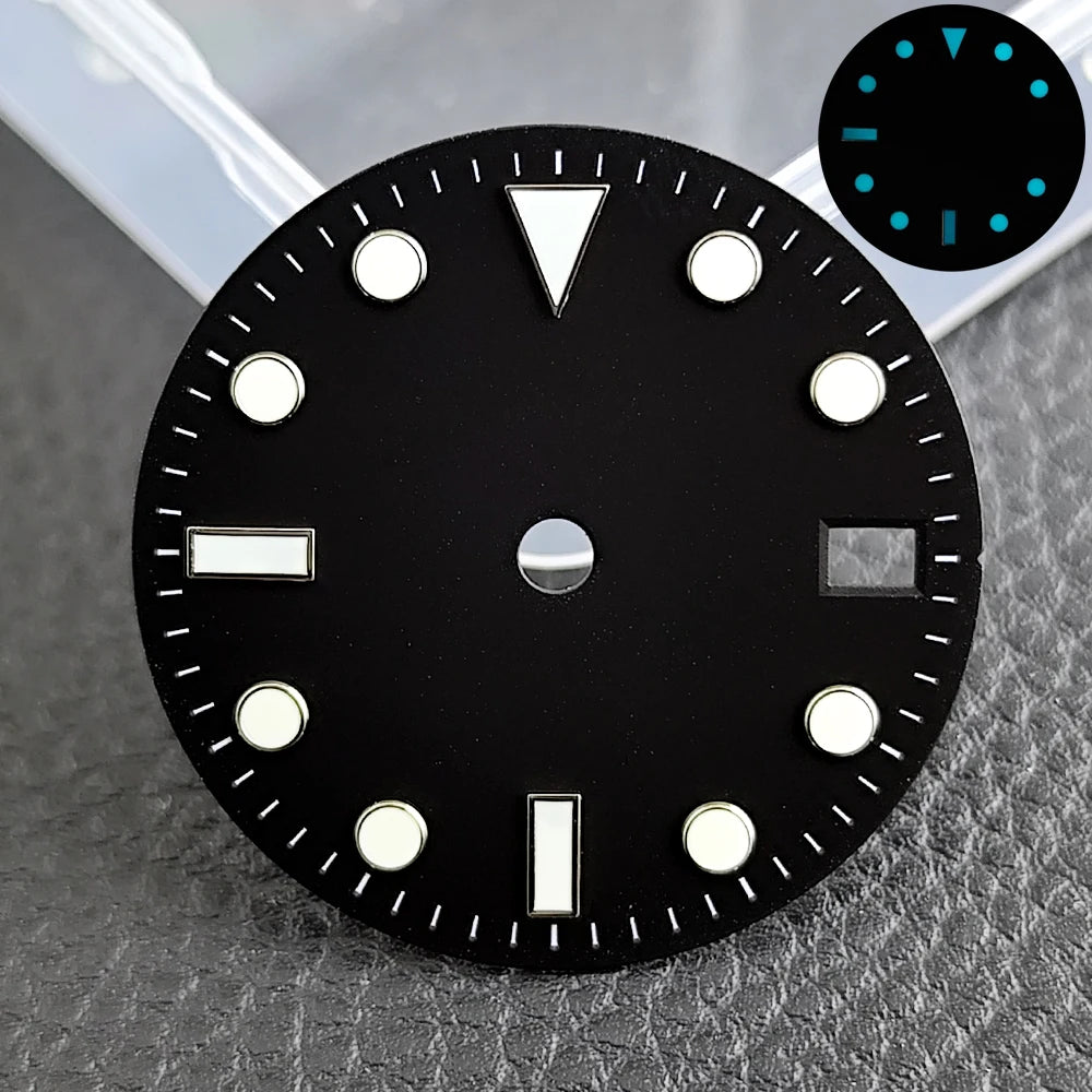 28.5mm blue lume NH35 NH34 Dial Single Calendar Submariner style with Hands Watches accessory
