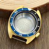41mm Gold PVD Captain Willard Watch Case Domed Sapphire Tuna Turtle for Seiko MOD NH35 NH36 NH34 4R36 Movts Abalone Screw Crown