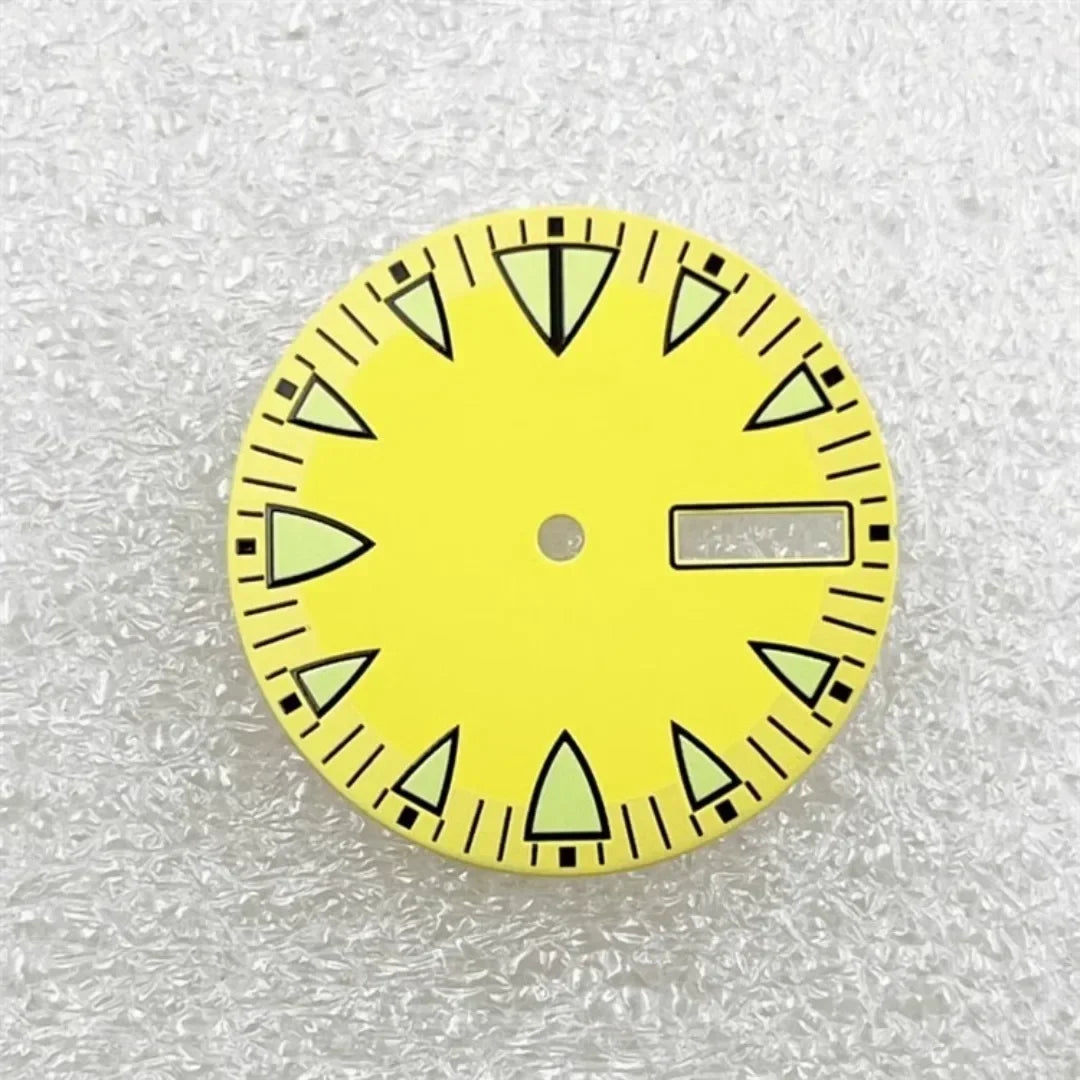 28.5mm Green Luminous NH36 Watch Dial Triangular Scale Dial Mechanical Watch Face for NH36A Movement Dive Watch Repair Parts