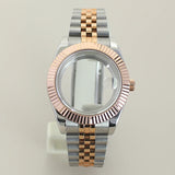 Rose Gold Datejust Watch Case Two Tone Rose Gold Case 39mm 36mm Fluted Sapphire Crystal For Seiko NH35 NH36 NH38 NH34 Miyota 8215 Movement 28.5 Dial